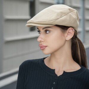 Beige Newsboy Hat Cap French Style Soft Comfy NWT